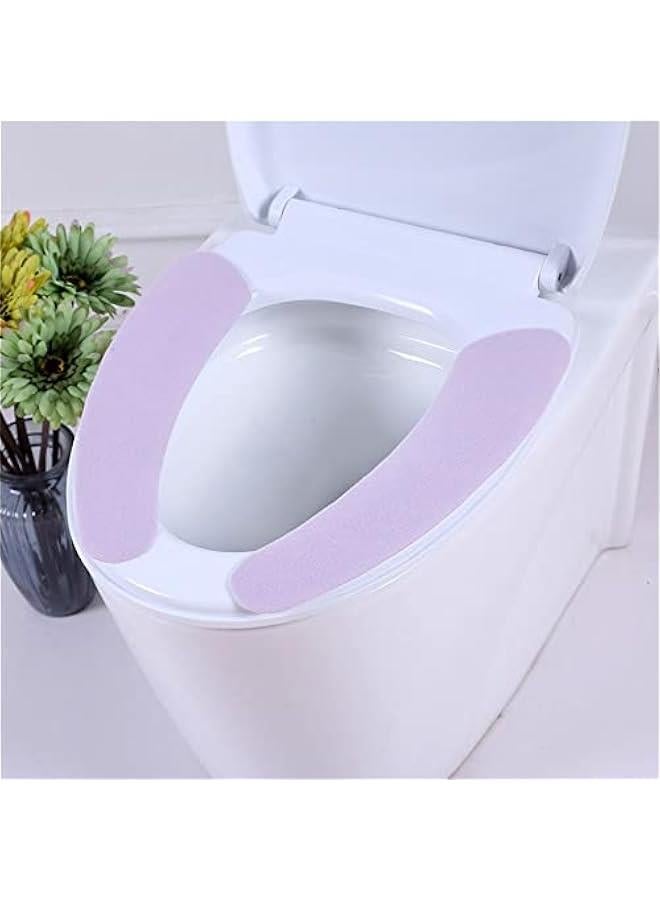 4 Set Bathroom Warmer Toilet Seat Cover Pads,Cover Mat Reusable Toilet Seat Sticker Washable Soft Warmer Lid Pad Cloth(4 Pairs) - Image 3