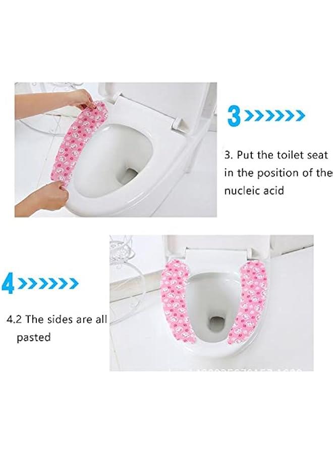 4 Set Bathroom Warmer Toilet Seat Cover Pads,Cover Mat Reusable Toilet Seat Sticker Washable Soft Warmer Lid Pad Cloth(4 Pairs) - Image 5