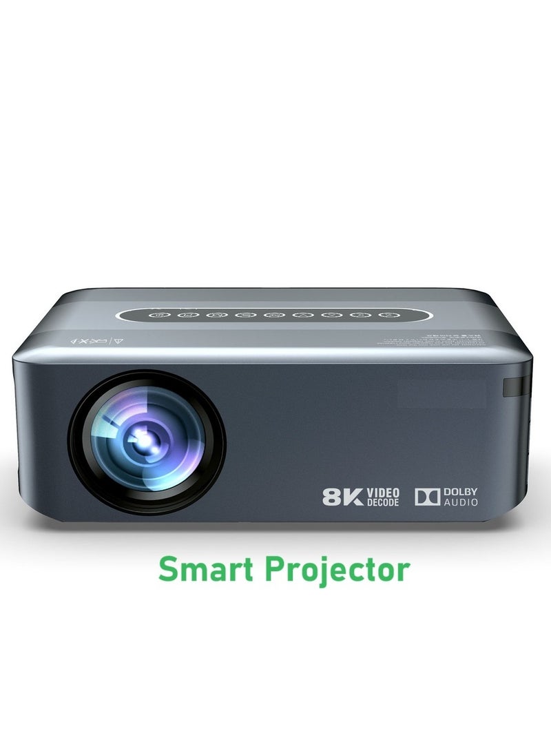 Generic - Smart Projector AI Intelligence Wireless Projector Portable Ultra HD 8K 1080P Resolution 12000 Lumens Dual Band WiFi Grey - Image 1