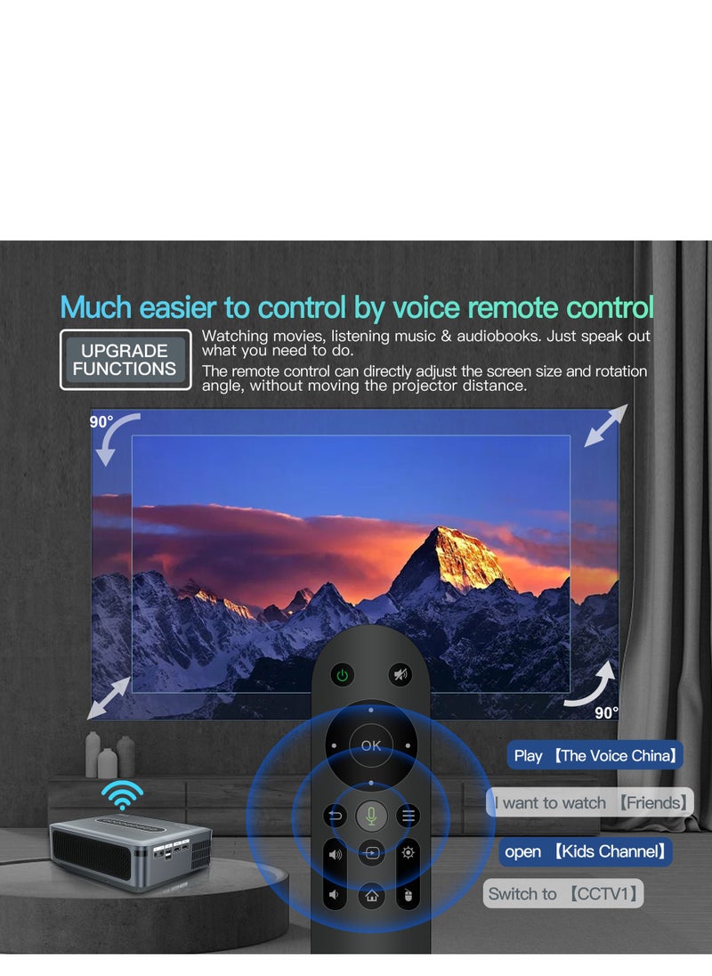Generic - Smart Projector AI Intelligence Wireless Projector Portable Ultra HD 8K 1080P Resolution 12000 Lumens Dual Band WiFi Grey - Image 1