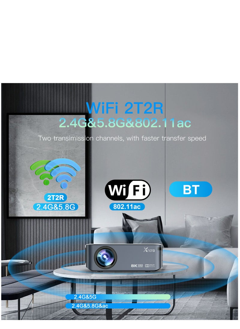 Generic - Smart Projector AI Intelligence Wireless Projector Portable Ultra HD 8K 1080P Resolution 12000 Lumens Dual Band WiFi Grey - Image 1