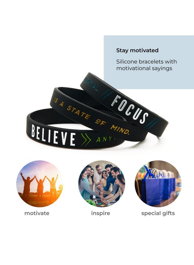 Inkstone (12Pack Motivational Silicone Wristbands Success Focus & Believe Wholesale Bulk Pack Of 12 Silicone Bracelets Motivation Encouragement Achievement Gifts Party Favors For Adults - Image 4