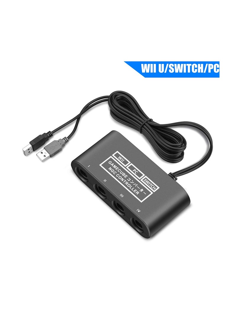 Gamecube Controller Adapter for Nintendo Switch/WII U/PC, Controller Adapter for Gamecube Controller Adapter Turbo Feature Gamecube Adapter and Vibration Features with 180cm Long Cable
