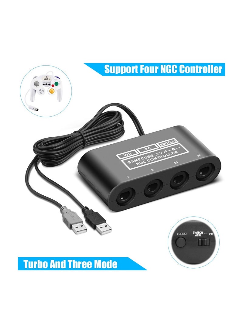 Gamecube Controller Adapter for Nintendo Switch/WII U/PC, Controller Adapter for Gamecube Controller Adapter Turbo Feature Gamecube Adapter and Vibration Features with 180cm Long Cable