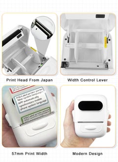 Marklife Marklife P50 Bluetooth Inkless Label Printer with 1 Roll 40*30mm White Label Sticker, Portable Thermal Label Maker with 12-54mm Print Width, Great for Supermarket, Retail Store Printing Barcods, White  - Image 3