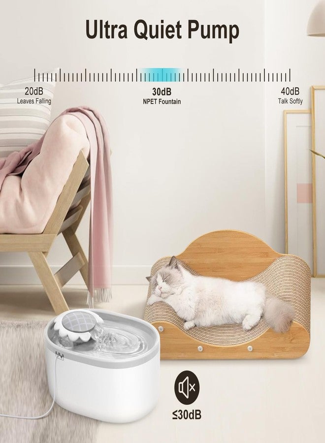 إنبيت نافورة مياه للقطط من إن بي إي تي مع نافذة مرئية لمستوى الماء، أبيض رمادي 2 لتر/67 أونصة، نافورة مياه أوتوماتيكية للحيوانات الأليفة مع مضخة هادئة، موزع مياه للكلاب للشرب (عادي) - Image 4