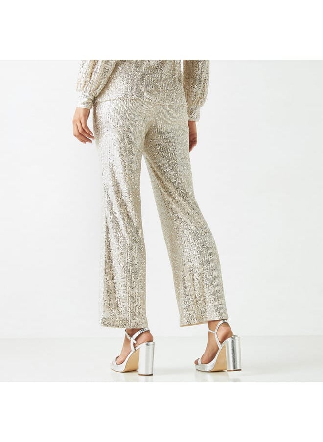 Iconic Iconic All-Over Embellished Wide Leg Pants  - Image 3