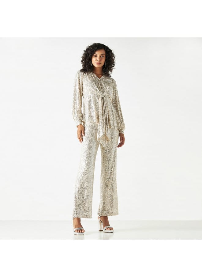 Iconic Iconic All-Over Embellished Wide Leg Pants  - Image 2