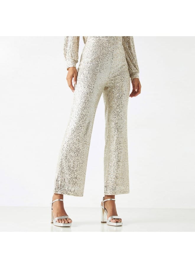 Iconic Iconic All-Over Embellished Wide Leg Pants  - Image 1