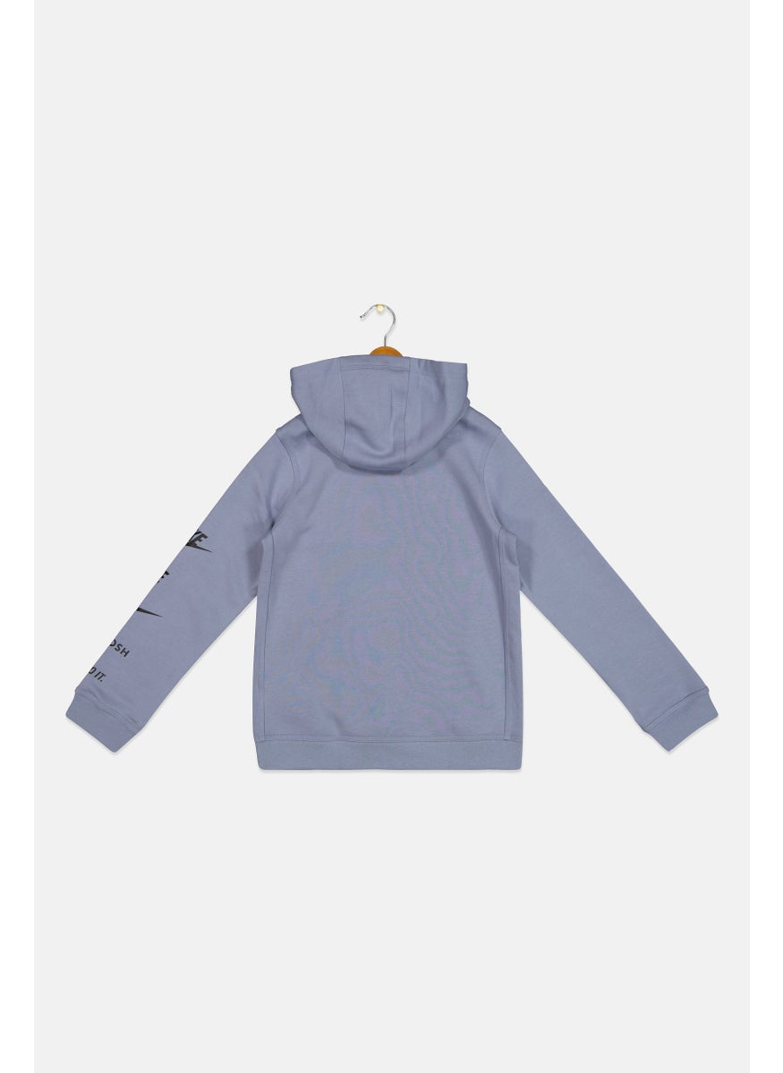 Nike Kids Boy Brand Logo Long Sleeve Training Hoodie, Grey  - Image 2