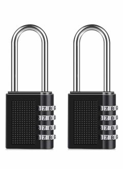 Excefore Combination Padlock, Long Shackle 4 Digit Locker Lock Weatherproof Lock Outdoor Combination Lock for School Gym Locker, Door, Fence, Hasp, Shed, Garage, Storage Box(Black) 2 Pack  - Image 1