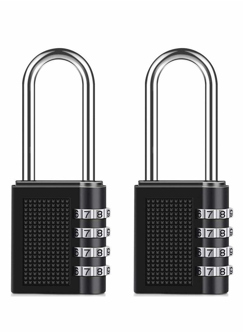 Excefore - Combination Padlock, Long Shackle 4 Digit Locker Lock Weatherproof Lock Outdoor Combination Lock for School Gym Locker, Door, Fence, Hasp, Shed, Garage, Storage Box(Black) 2 Pack - Image 1