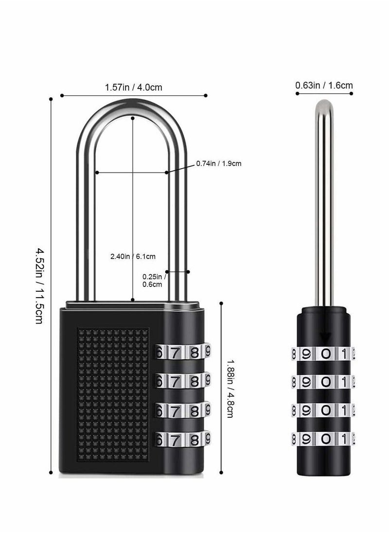 Excefore - Combination Padlock, Long Shackle 4 Digit Locker Lock Weatherproof Lock Outdoor Combination Lock for School Gym Locker, Door, Fence, Hasp, Shed, Garage, Storage Box(Black) 2 Pack - Image 1