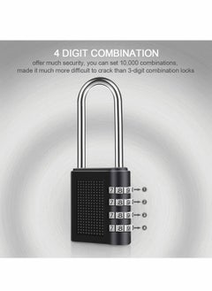 Excefore Combination Padlock, Long Shackle 4 Digit Locker Lock Weatherproof Lock Outdoor Combination Lock for School Gym Locker, Door, Fence, Hasp, Shed, Garage, Storage Box(Black) 2 Pack  - Image 5
