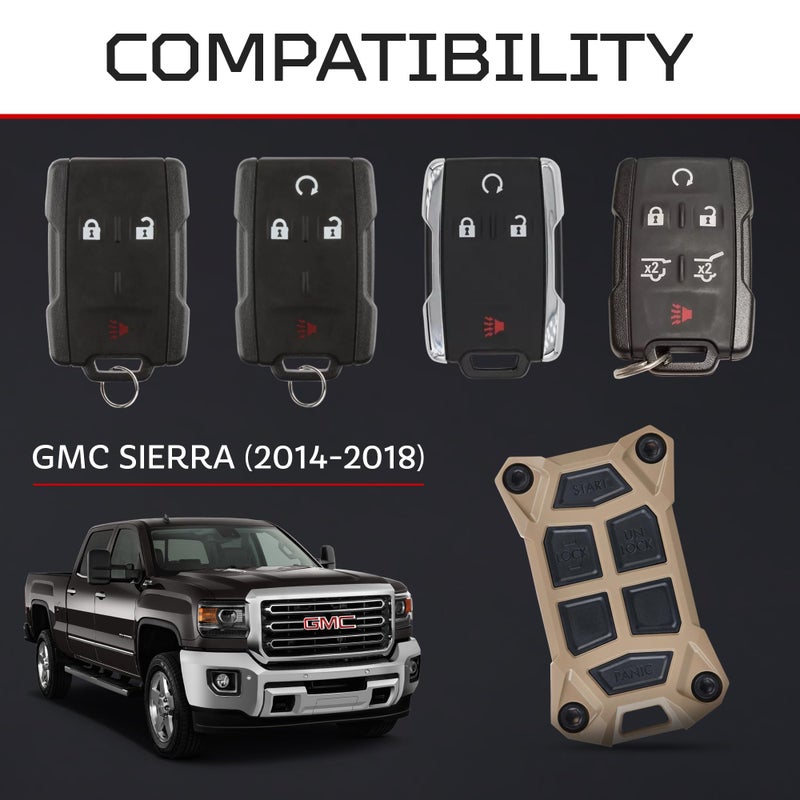 AJT DESIGN Replacement Key Fob Case Compatible with 2014-2018 Chevrolet Silverado, GMC Sierra | 2013+ Chevy Colorado, GMC Canyon | 2012+ Suburban, Tahoe, Yukon | GMC / Chevy Key Fob Shell - Tan - Image 2