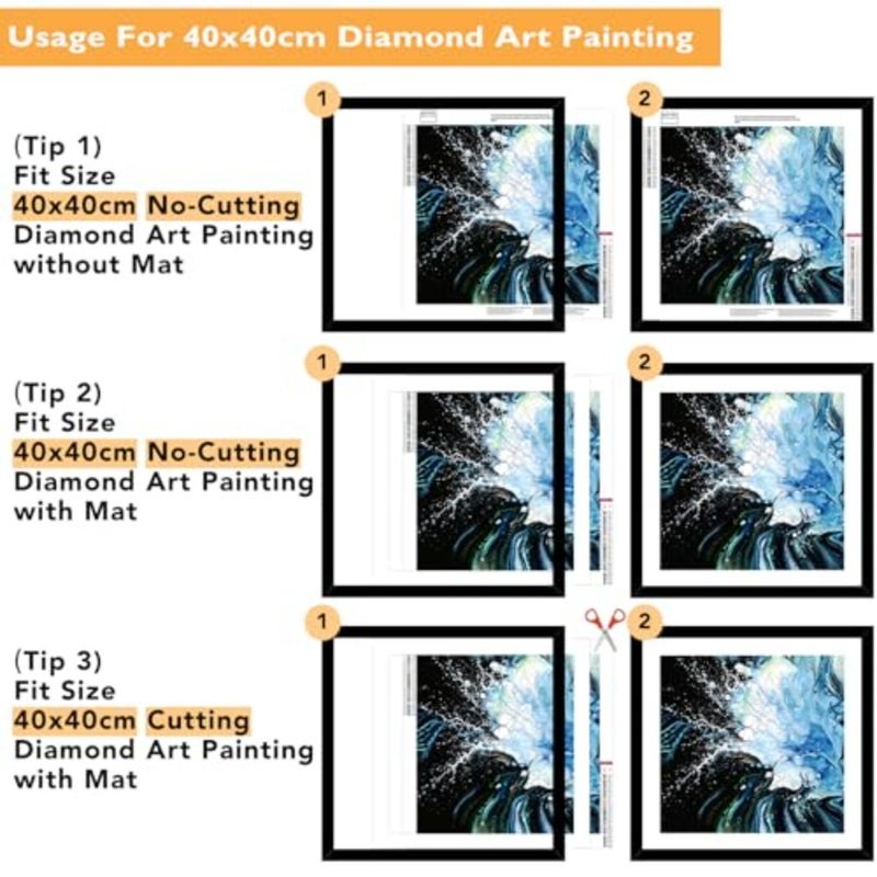إطار خشبي مقاس 16 × 16 مع حصيرة مقاس 14 × 14، للرسم الفني الماسي مقاس 40 × 40 سم، صورة عرض مقاس 14 × 14 مع حصيرة أو 16 × 16 بدون حصيرة، إطار صورة كبير مقاس 40 × 40 للتعليق على الحائط، حزمة واحدة - Image 4