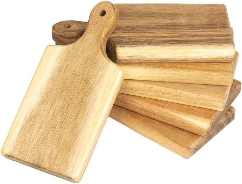 WOODLA Acacia Charcuterie Boards  Set of 6 Large Mini 7  335 Wooden Cheese Paddles Laser Engraving Blanks Caf  Event Serving Trays - Image 1