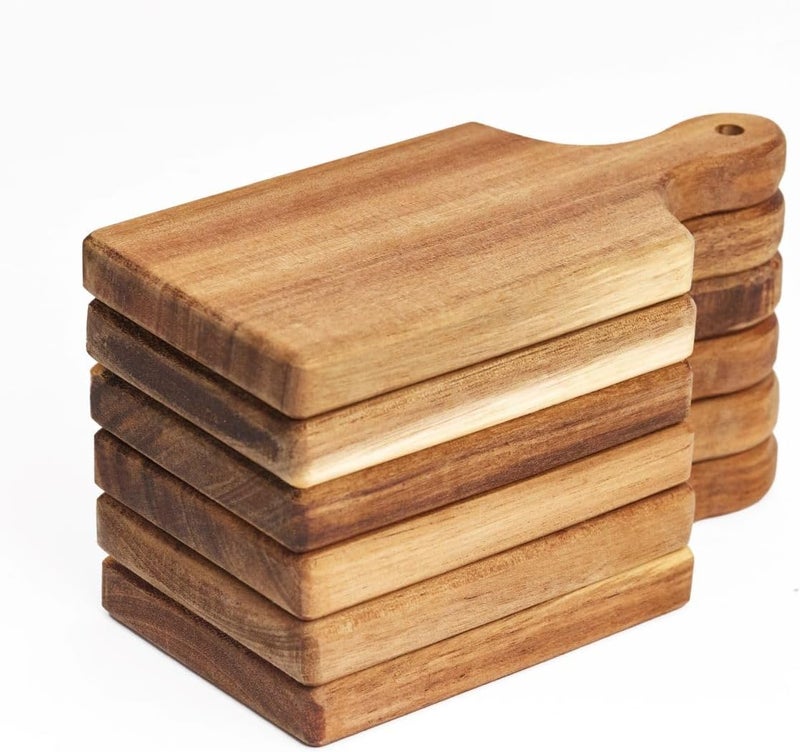 WOODLA Acacia Charcuterie Boards  Set of 6 Large Mini 7  335 Wooden Cheese Paddles Laser Engraving Blanks Caf  Event Serving Trays - Image 2