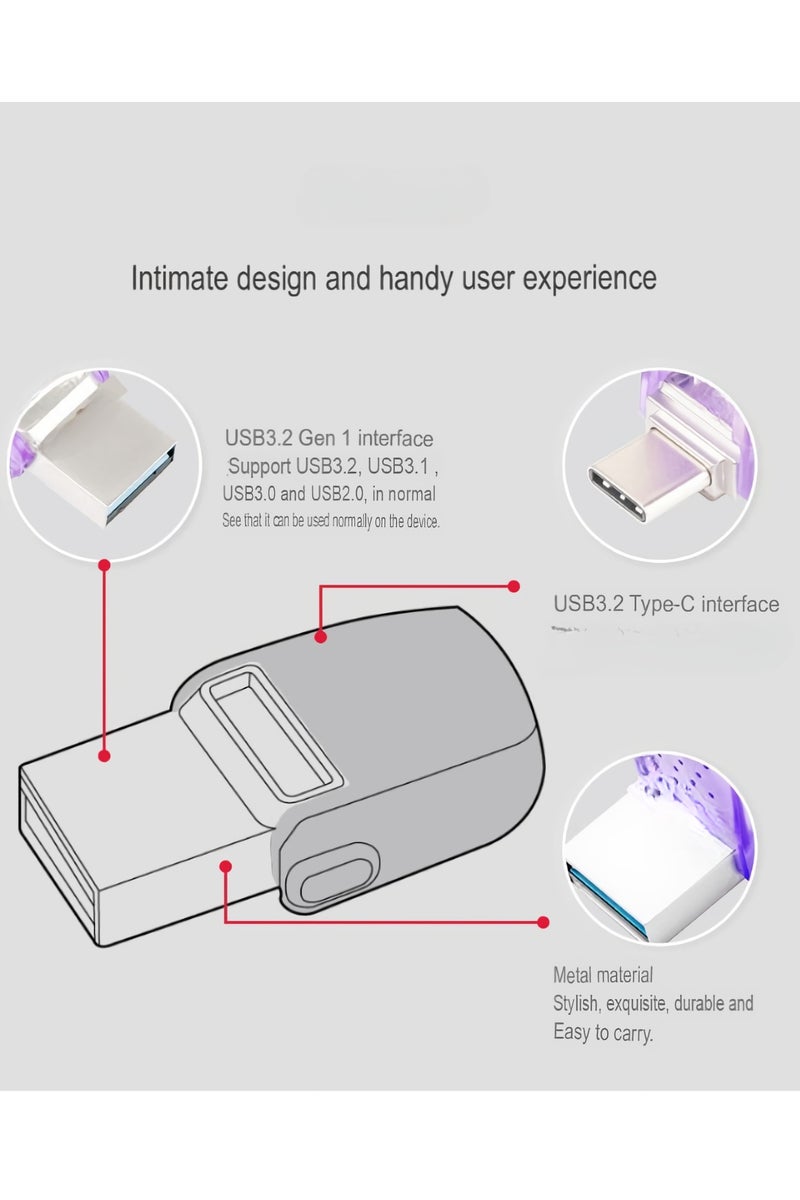 عصا ذاكرة USB، محرك أقراص فلاش مزدوج الواجهة، محرك نسخ احتياطي سريع وسعة كبيرة، محرك إبهام خفيف الوزن ومحمول للتخزين الخارجي، (قطعة واحدة، أرجواني، 128 جيجابايت) - Image 3