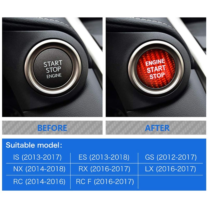 AIRSPEED Carbon Fiber Car Engine Start Button Sticker for Lexus IS250 IS200 IS300 ES350 ES330 GS350 GS300 NX300 NX200T RX350 RX300 LX RC (Red) - Image 4