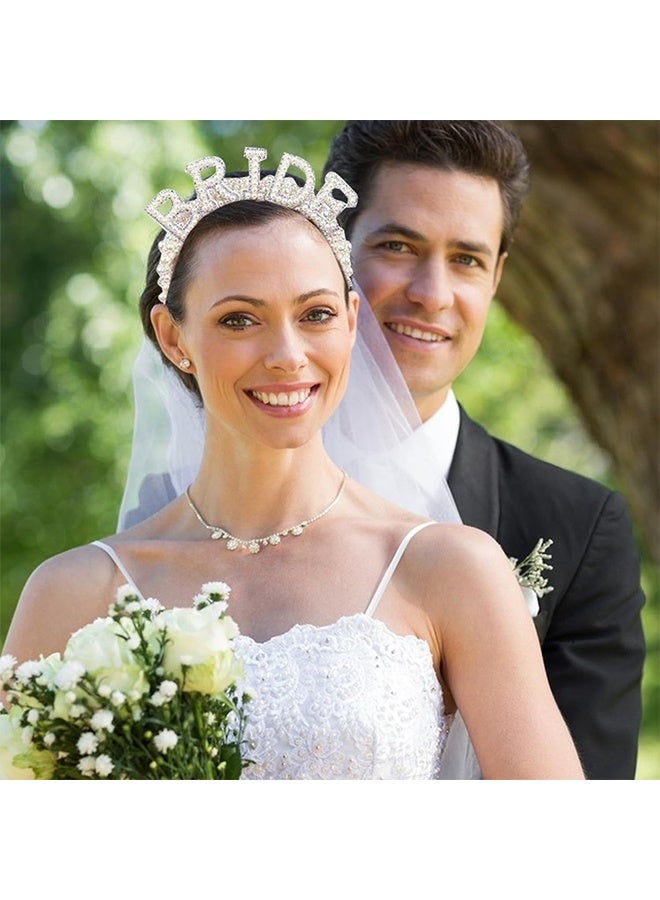 Bride to be Single Party BRIDE Pearl Headband White Headdress Set Wedding Decoration,Bachelorette Party Bridal Shower Decorations Bride To Be Gifts - Image 3