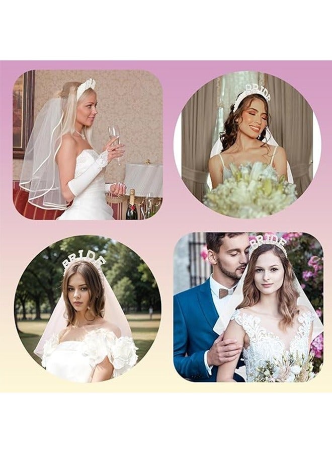 Bride to be Single Party BRIDE Pearl Headband White Headdress Set Wedding Decoration,Bachelorette Party Bridal Shower Decorations Bride To Be Gifts - Image 5