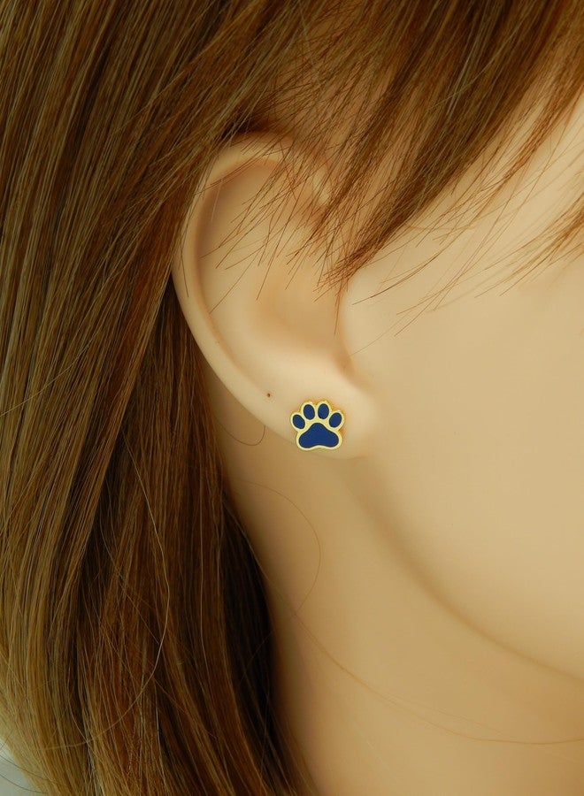 آيسروز أقراط مرصعة بطبعة مخلب مطلية بالذهب عيار 14 قيراط على فضة إسترليني عيار 925 بألوان المينا (أزرق) - Image 4