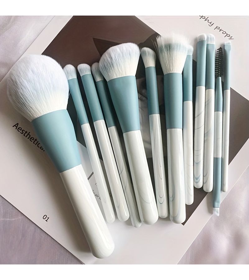 12Pieces Clear Sky Makeup Brush Set Super Soft Powder Brush Dotting Brush Non Stinging Face - Image 2