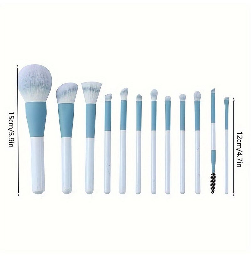 12Pieces Clear Sky Makeup Brush Set Super Soft Powder Brush Dotting Brush Non Stinging Face - Image 4