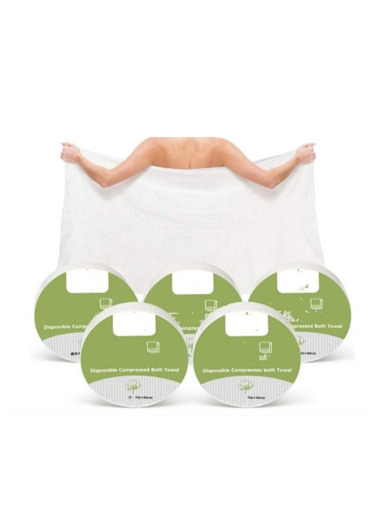 Premium Compressed Towel Tablets - 55.1" x 27.5" Large Bath Towel - Disposable, Reusable for Hotel, Camping, Sports, Hiking, Beach, Swimming, Vacation (5 Pack)  - Image 1
