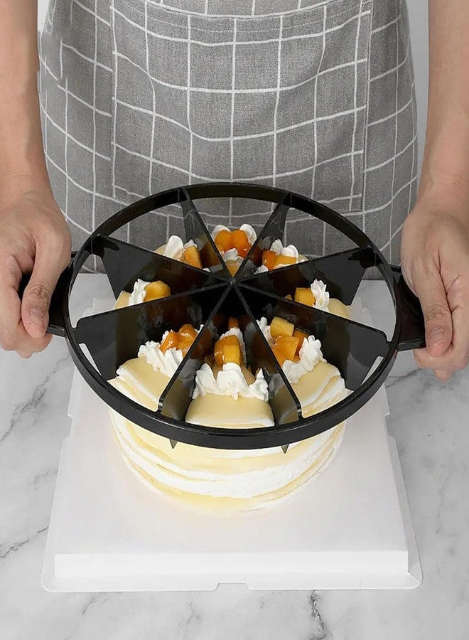Dsjnf black plastic 8 Slice Pie Cutter Press 10.3inch Circle Pie Cutter with Side Handles divider portion marking for slicing pie cake savory pie and dessert 1PCS - Image 4