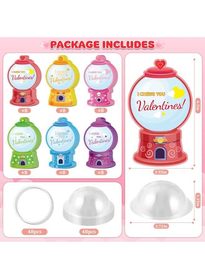 Duchong Valentines Day Cards for Kids Classroom, 48 Pack Valentines Candy Cards with Craft Treat Holder, DIY Kids Valentine's Day Exchange Gifts for Boys Girls Toddler School Rewards Party Supplies - Image 2