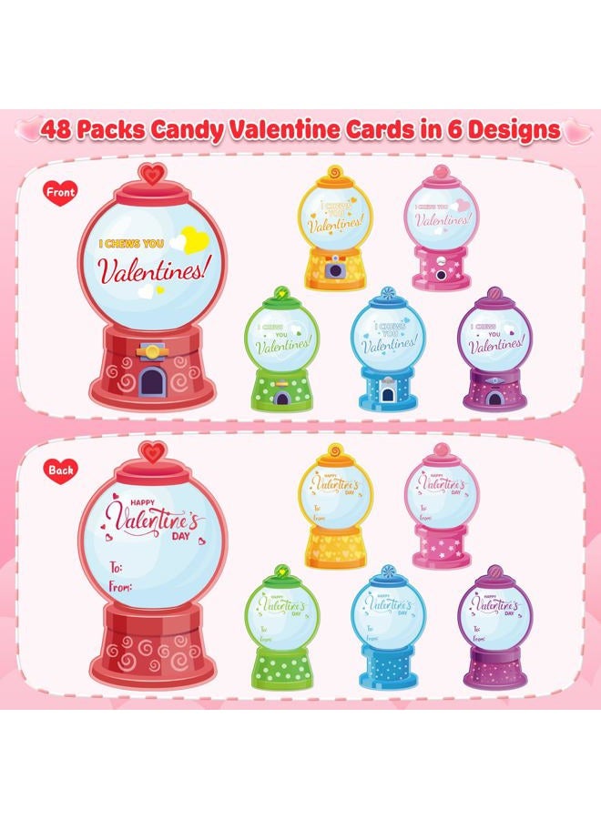 Duchong Valentines Day Cards for Kids Classroom, 48 Pack Valentines Candy Cards with Craft Treat Holder, DIY Kids Valentine's Day Exchange Gifts for Boys Girls Toddler School Rewards Party Supplies - Image 5