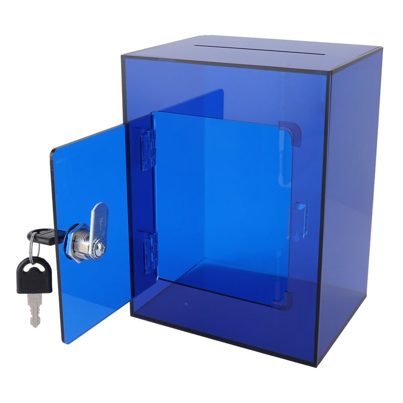 Clear Acrylic Piggy Bank for Adults Kids Openable Large Sturdy Money Saving Jar for Cash Coin with 2 Keys Blue - Image 4