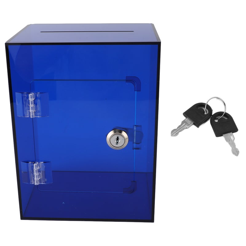 Clear Acrylic Piggy Bank for Adults Kids Openable Large Sturdy Money Saving Jar for Cash Coin with 2 Keys Blue - Image 1