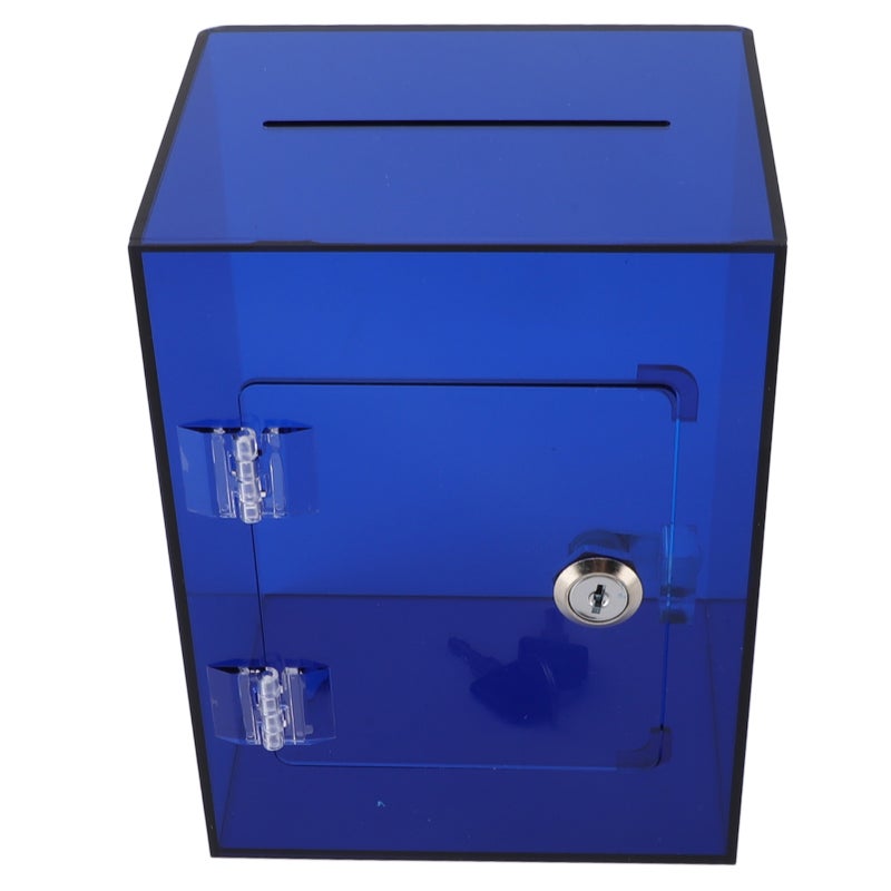 Clear Acrylic Piggy Bank for Adults Kids Openable Large Sturdy Money Saving Jar for Cash Coin with 2 Keys Blue - Image 2
