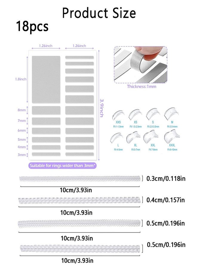 Zbdroxygen 18Pcs Ring Tightener for Loose Rings, Ring Adjuster for Loose Rings Invisible, Silicone Ring Size Adjuster with Cleaning Cloth, Adjustable Fit for Finger Size Changes - Image 2