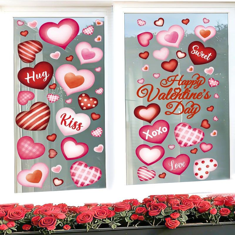 Sealmic 9 Sheets Valentines Day Window Clings Heart Windows Stickers Pink Red Happy Valentine Window Decals Love Hearts Valentine's Decor Display for Home Wedding Anniversary Party Supplies Glass Romantic Art - Image 5