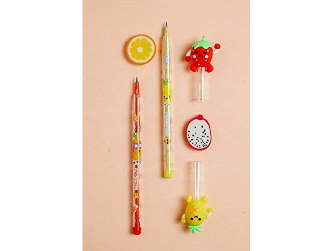 RH Fruit Design 2 Pencil with 2 Eraser School Supply in Bulk for Kids, Stationart Items for Girls & Boys Birthday Return Gifts - Image 5