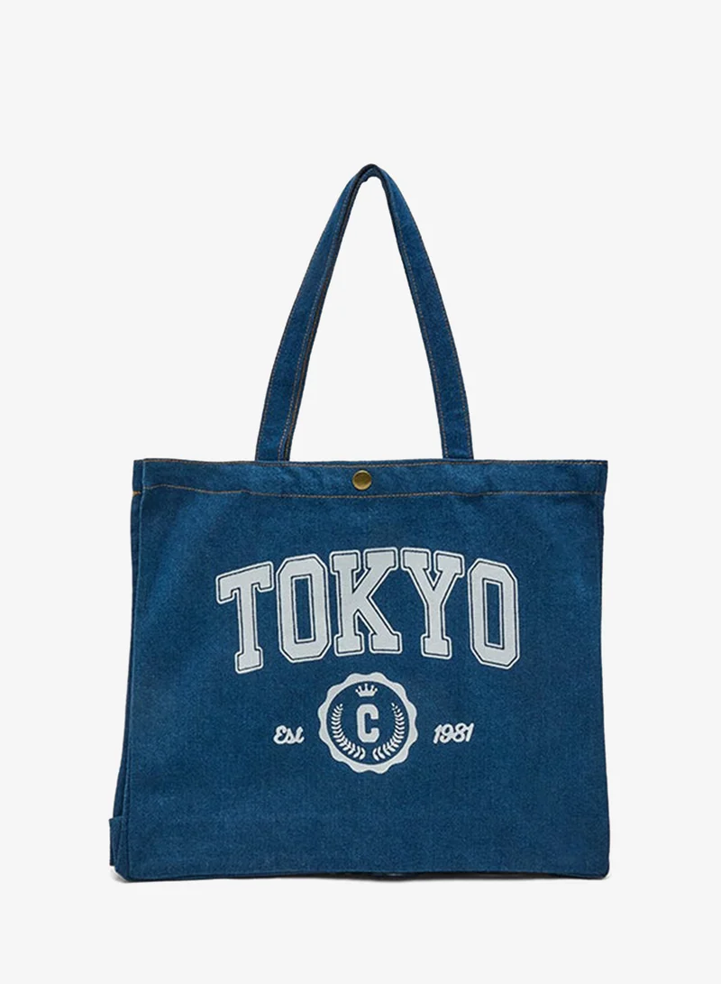 أر أند بي Printed Denim Shoulder Bag
