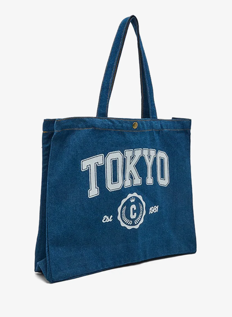 أر أند بي Printed Denim Shoulder Bag