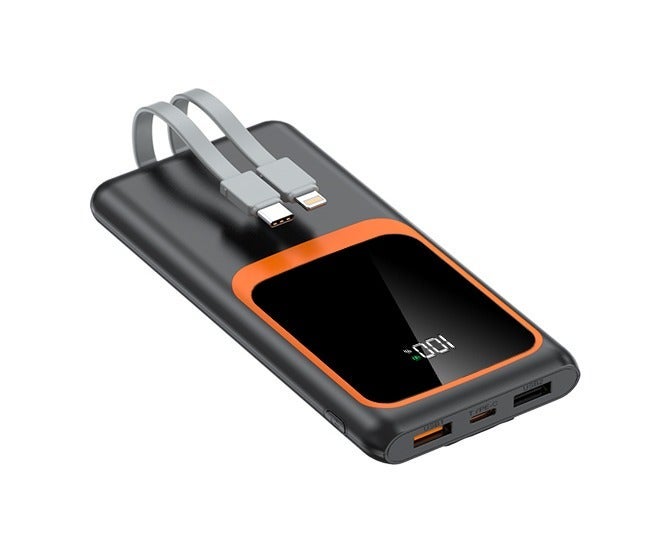 OALE 10000mAh Slim Power Bank with Built-in Type-C & Lightning Cables, 22.5W Fast Charging, LED Display - Image 1