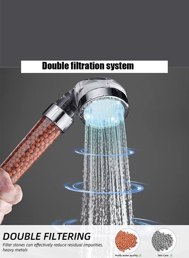 3 Modes Handheld Filtered Shower Head, High Pressure  Shower Head With Filter Balls,Easy Install,for Bathing and Spa,Remove Chlorine and Harmful Substance - Image 3