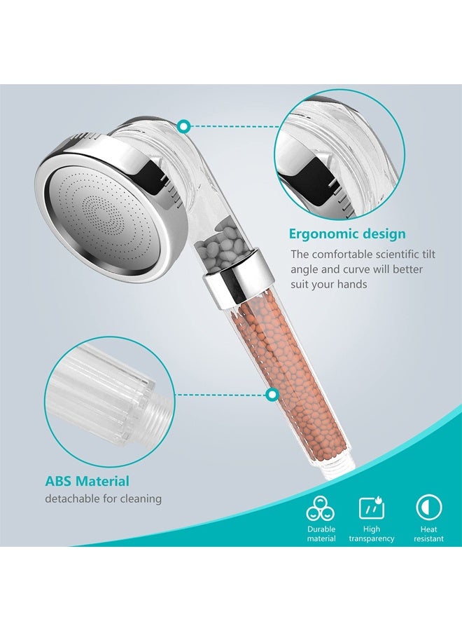 3 Modes Handheld Filtered Shower Head, High Pressure  Shower Head With Filter Balls,Easy Install,for Bathing and Spa,Remove Chlorine and Harmful Substance - Image 4