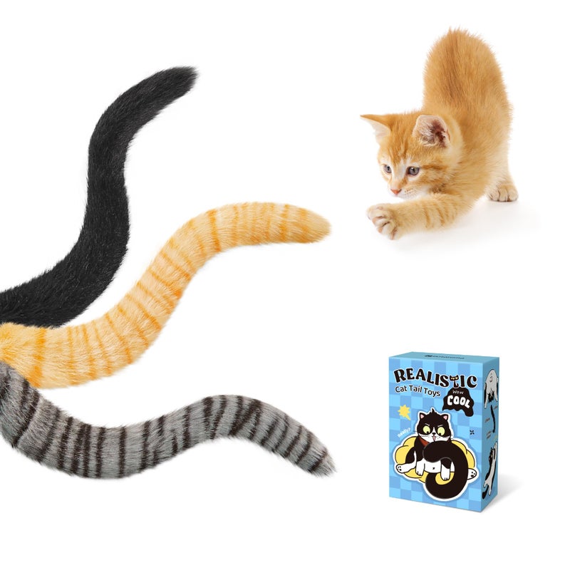 Potaroma Lifelike Tail Simulation Cat Toys for Halloween Pack of 3 Fluffy Durable Crinkle Sound with Catnip Inside Interactive Indoor Kitten Kicker for Kitty Exercise 98 Inches - Image 2