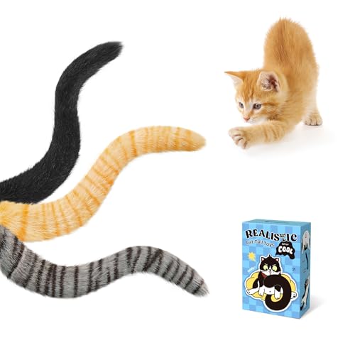 Potaroma Lifelike Tail Simulation Cat Toys for Halloween Pack of 3 Fluffy Durable Crinkle Sound with Catnip Inside Interactive Indoor Kitten Kicker for Kitty Exercise 98 Inches - Image 1