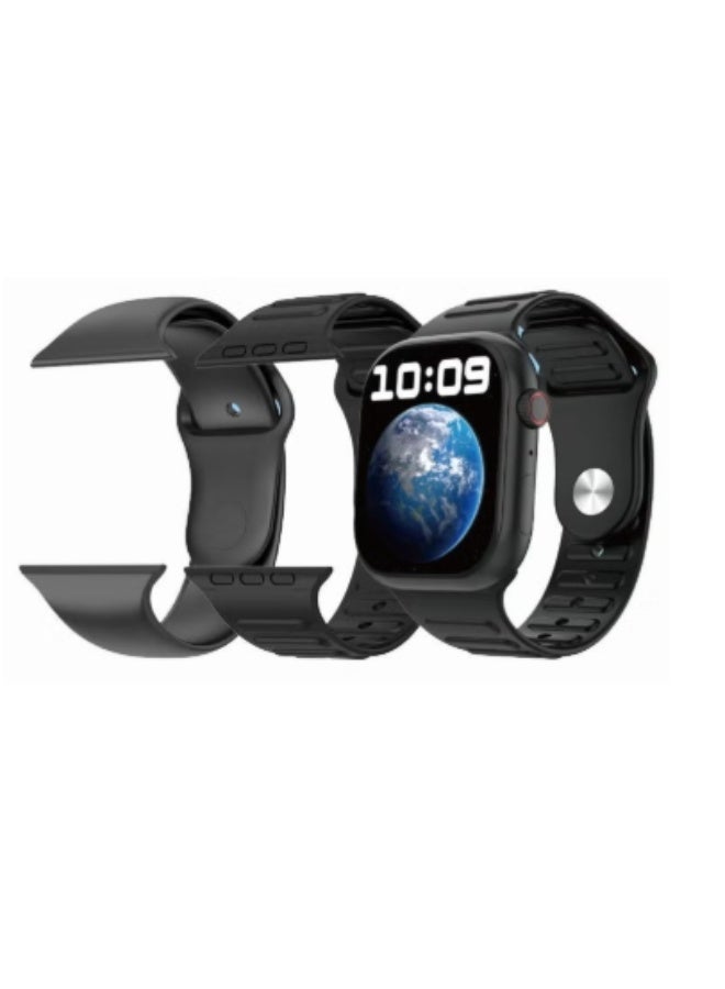 modio SM06 Smartwatch with SIM Card Support Dual Camera 3 Interchangeable Straps and Wireless Charging For Ladies and Gents Black - Image 3