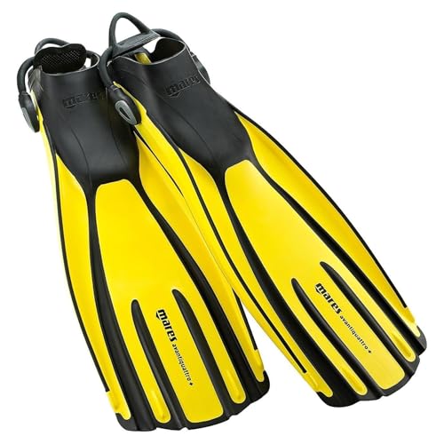 Mares Unisex Adults Avanti Quattro + Diving Fins - Durable Efficient Versatile Open-Heel Scuba Fins with Four-Channel Design & Bungee Strap, Yellow, Regular - Image 2