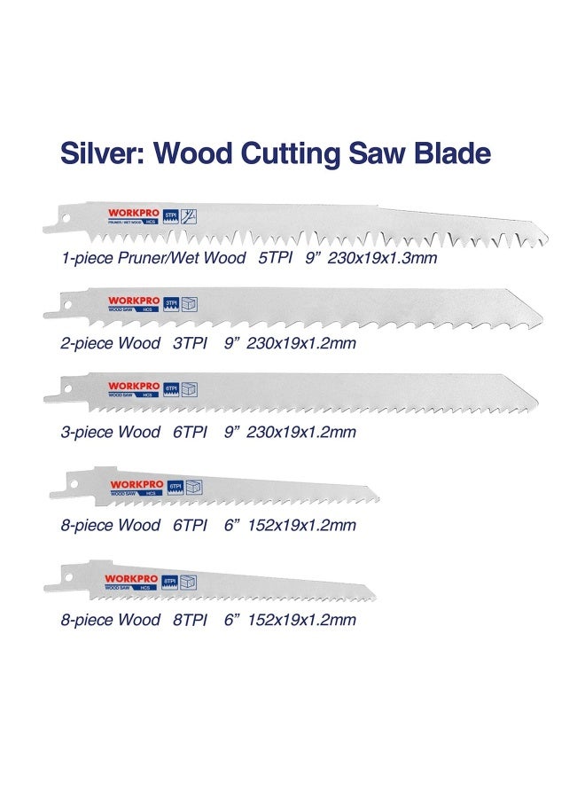 WORKPRO 32-Piece Reciprocating Saw Blade Set - Metal Woodcutting Saw Blades Pruner Saw Blades with Organizer Pouch  - Image 3