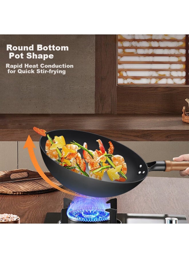 Supor Cast Iron Non-stick Wok With Round Bottom For Home Cooking Ec30dza01 - Image 2